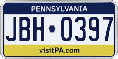 PA license plate JBH0397