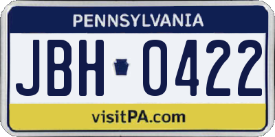 PA license plate JBH0422