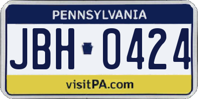 PA license plate JBH0424