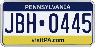 PA license plate JBH0445