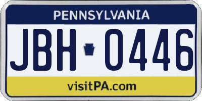 PA license plate JBH0446