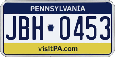 PA license plate JBH0453