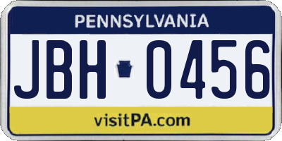 PA license plate JBH0456