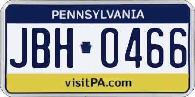 PA license plate JBH0466