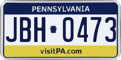 PA license plate JBH0473
