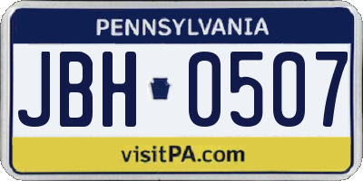 PA license plate JBH0507