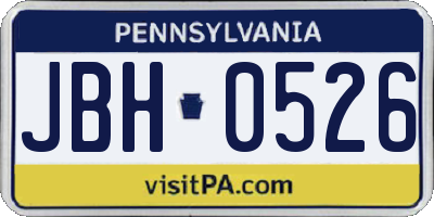 PA license plate JBH0526