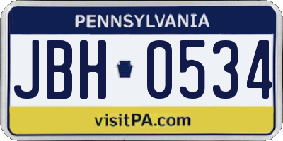 PA license plate JBH0534