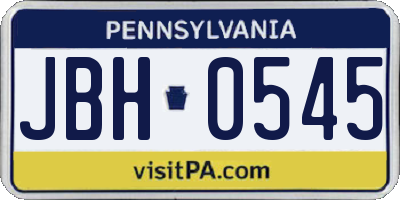 PA license plate JBH0545