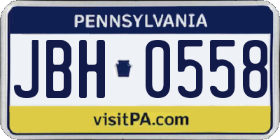 PA license plate JBH0558
