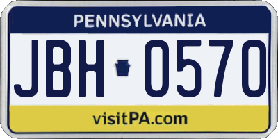 PA license plate JBH0570