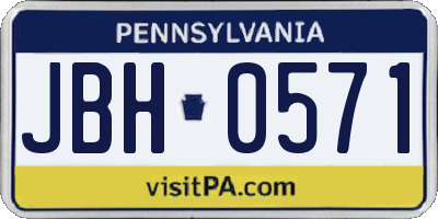PA license plate JBH0571