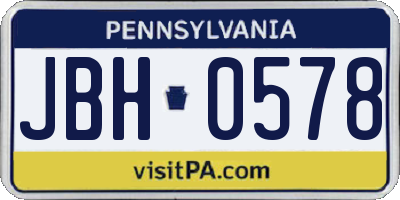 PA license plate JBH0578