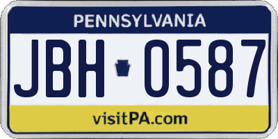 PA license plate JBH0587