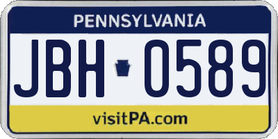 PA license plate JBH0589