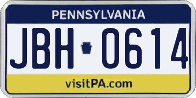 PA license plate JBH0614