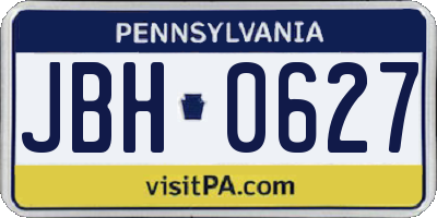 PA license plate JBH0627