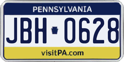 PA license plate JBH0628