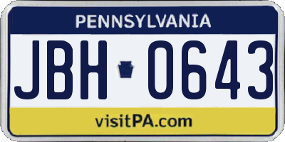 PA license plate JBH0643