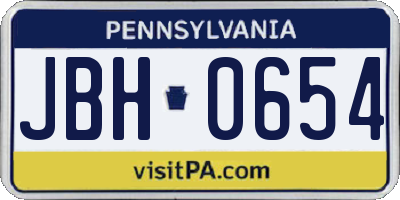 PA license plate JBH0654
