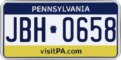 PA license plate JBH0658
