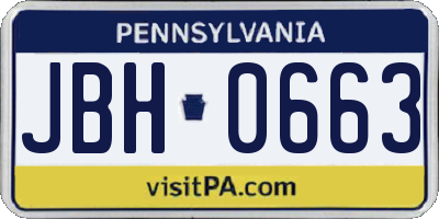 PA license plate JBH0663