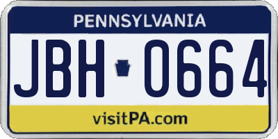 PA license plate JBH0664