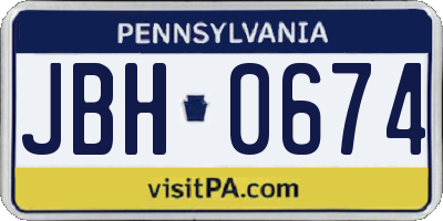 PA license plate JBH0674