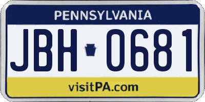 PA license plate JBH0681