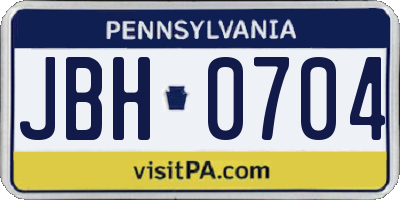 PA license plate JBH0704
