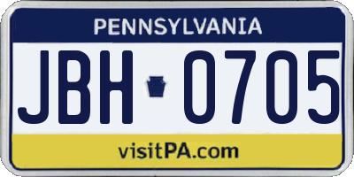 PA license plate JBH0705