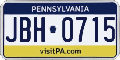PA license plate JBH0715