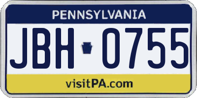 PA license plate JBH0755