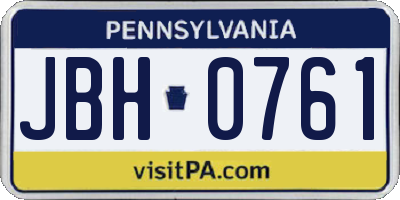 PA license plate JBH0761