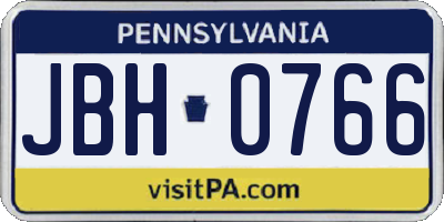 PA license plate JBH0766