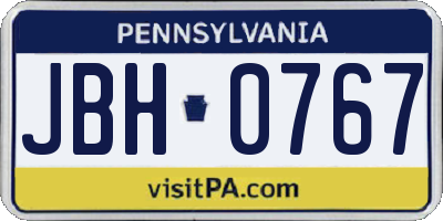 PA license plate JBH0767