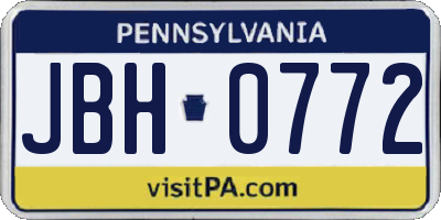 PA license plate JBH0772