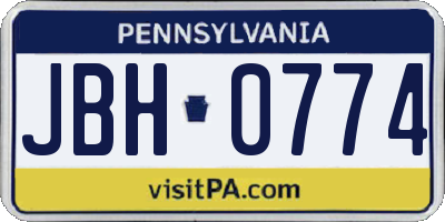 PA license plate JBH0774