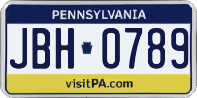 PA license plate JBH0789