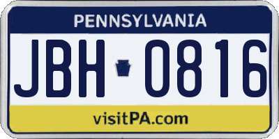 PA license plate JBH0816
