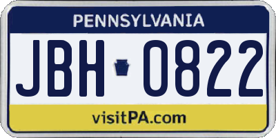 PA license plate JBH0822