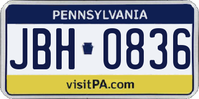 PA license plate JBH0836