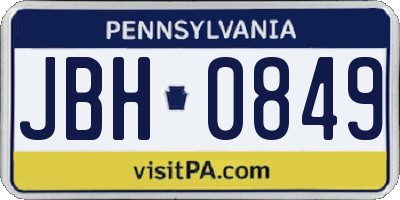 PA license plate JBH0849