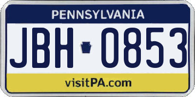 PA license plate JBH0853