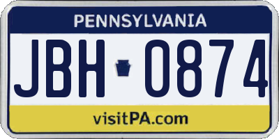 PA license plate JBH0874