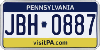 PA license plate JBH0887