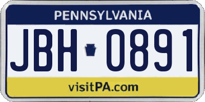 PA license plate JBH0891