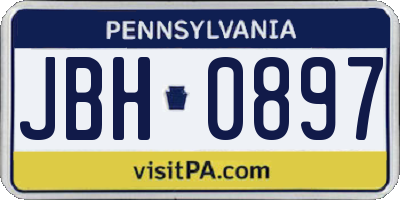 PA license plate JBH0897