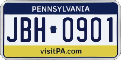 PA license plate JBH0901