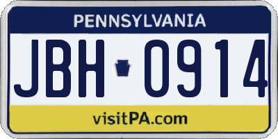PA license plate JBH0914